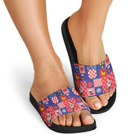 Croatia Christmas Patchwork Slide Sandals - Wonder Print Shop