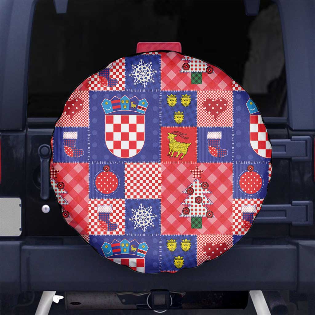 Croatia Christmas Patchwork Spare Tire Cover - Wonder Print Shop