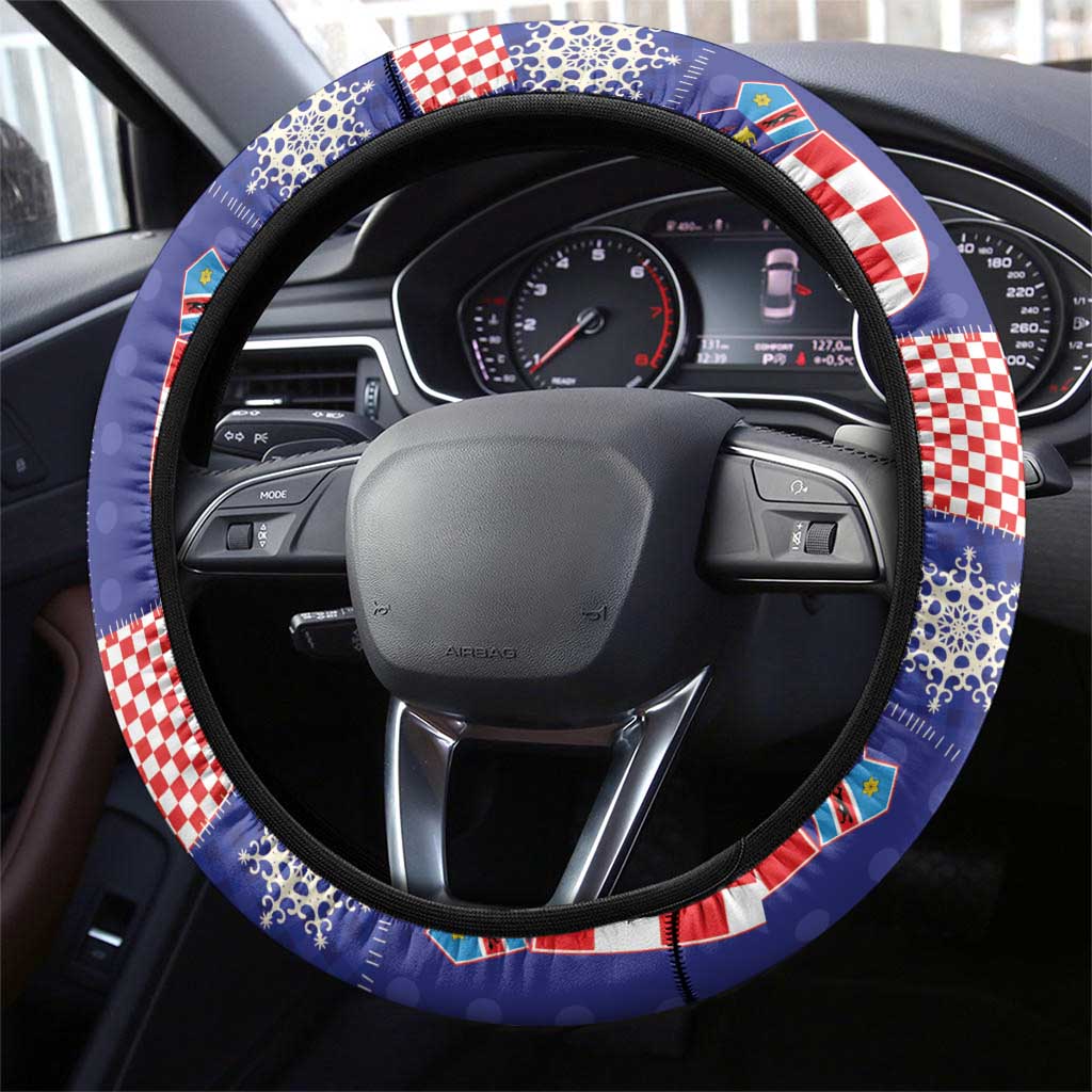 Croatia Christmas Patchwork Steering Wheel Cover - Wonder Print Shop