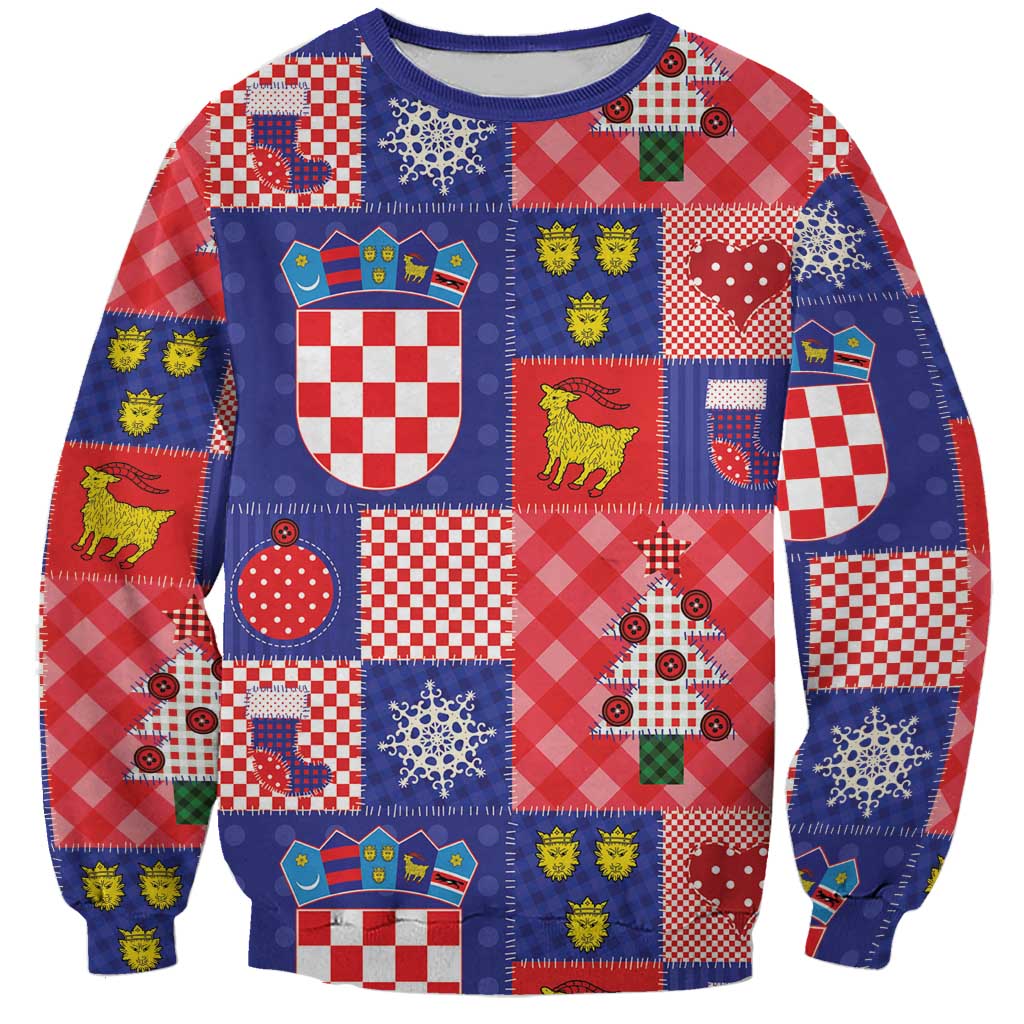 Croatia Christmas Patchwork Sweatshirt - Wonder Print Shop