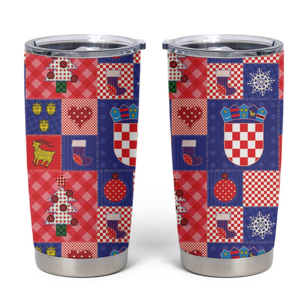 Croatia Christmas Patchwork Tumbler Cup - Wonder Print Shop