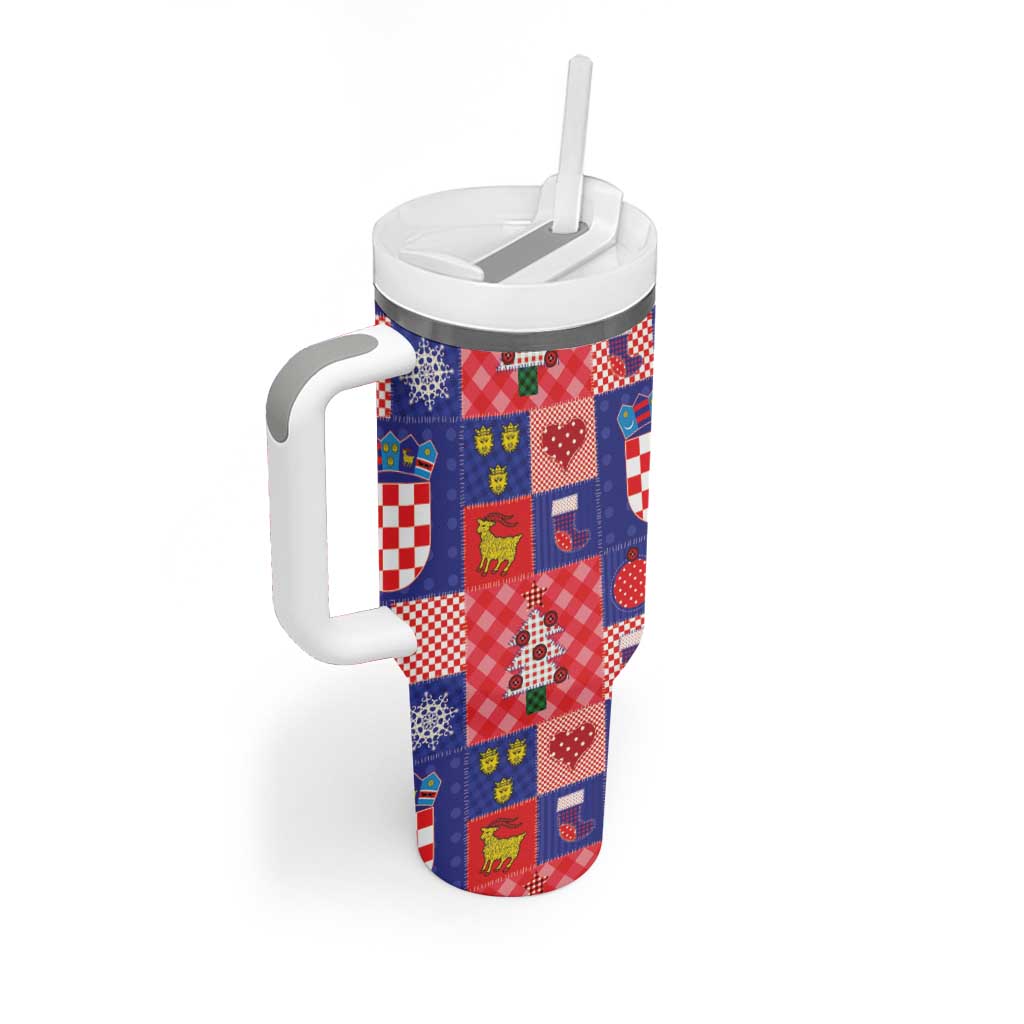 Croatia Christmas Patchwork Tumbler With Handle - Wonder Print Shop