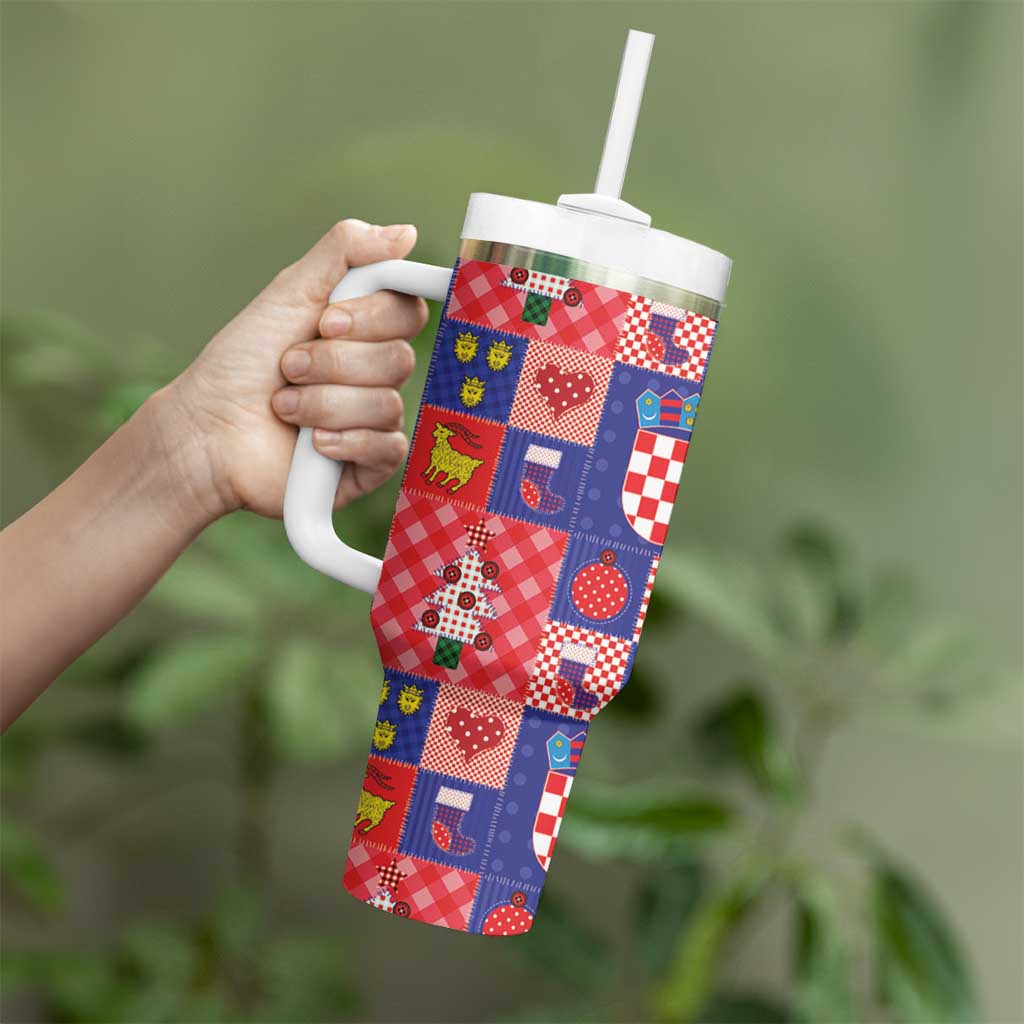 Croatia Christmas Patchwork Tumbler With Handle - Wonder Print Shop