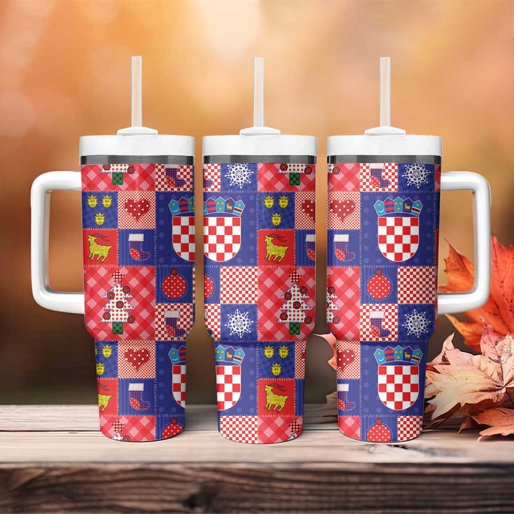 Croatia Christmas Patchwork Tumbler With Handle - Wonder Print Shop