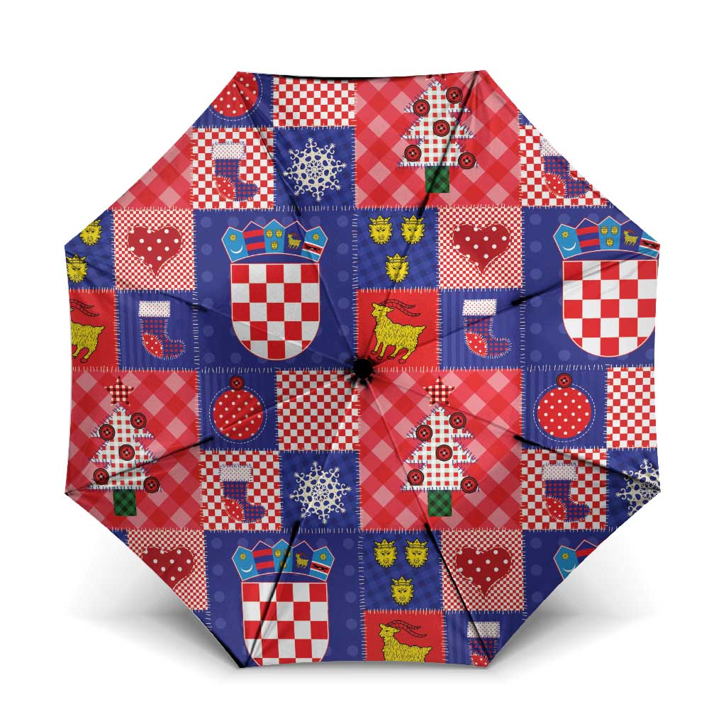 Croatia Christmas Patchwork Umbrella - Wonder Print Shop
