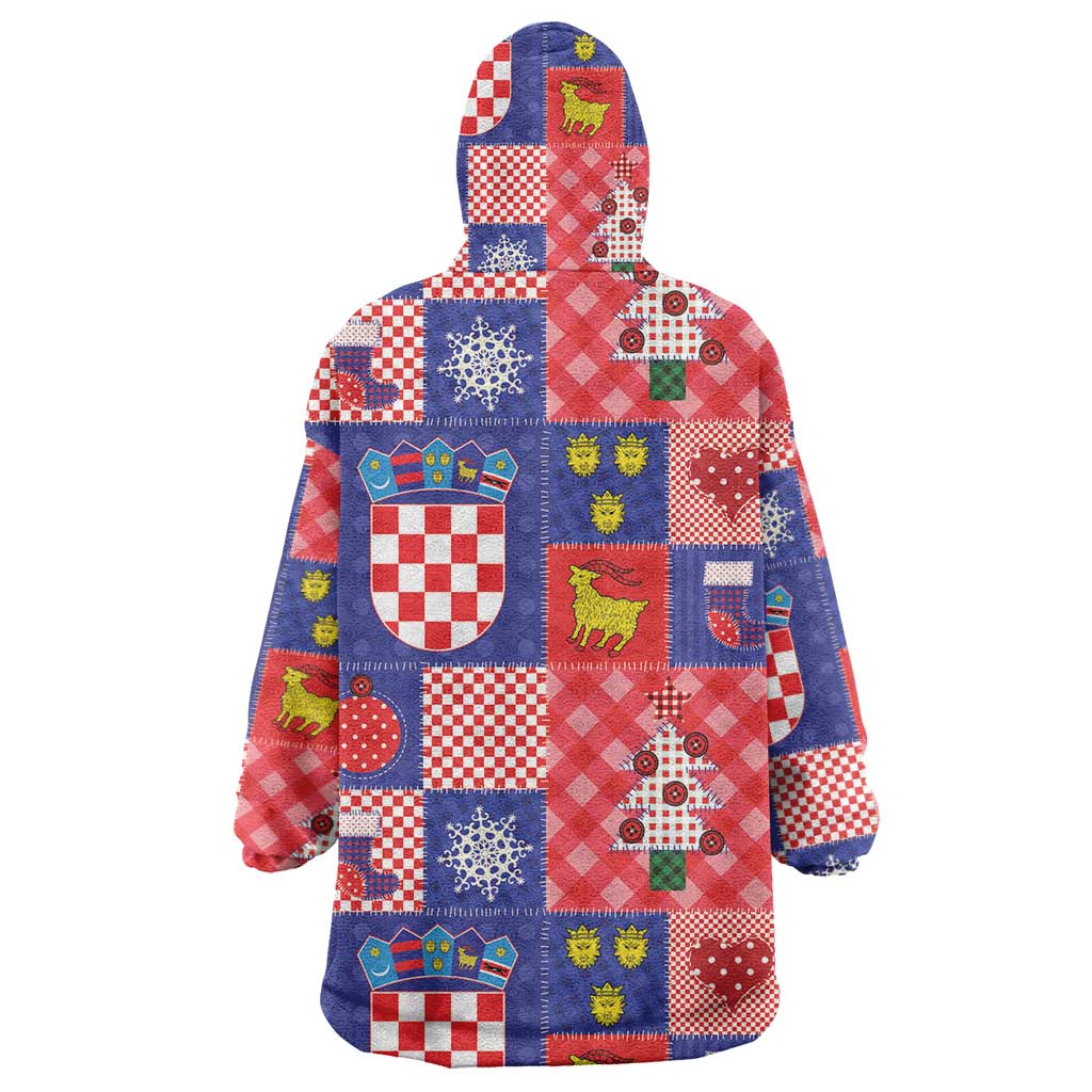Croatia Christmas Patchwork Wearable Blanket Hoodie - Wonder Print Shop