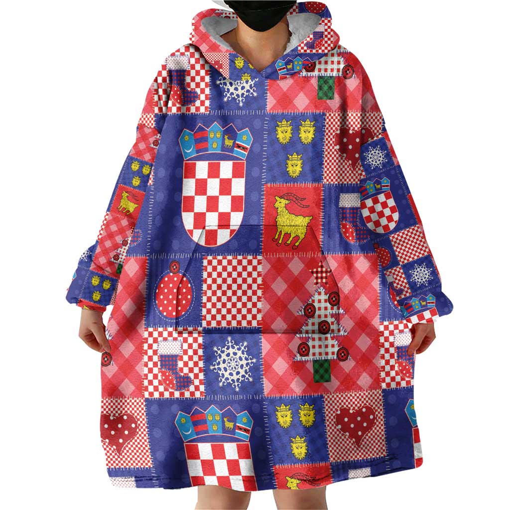 Croatia Christmas Patchwork Wearable Blanket Hoodie - Wonder Print Shop