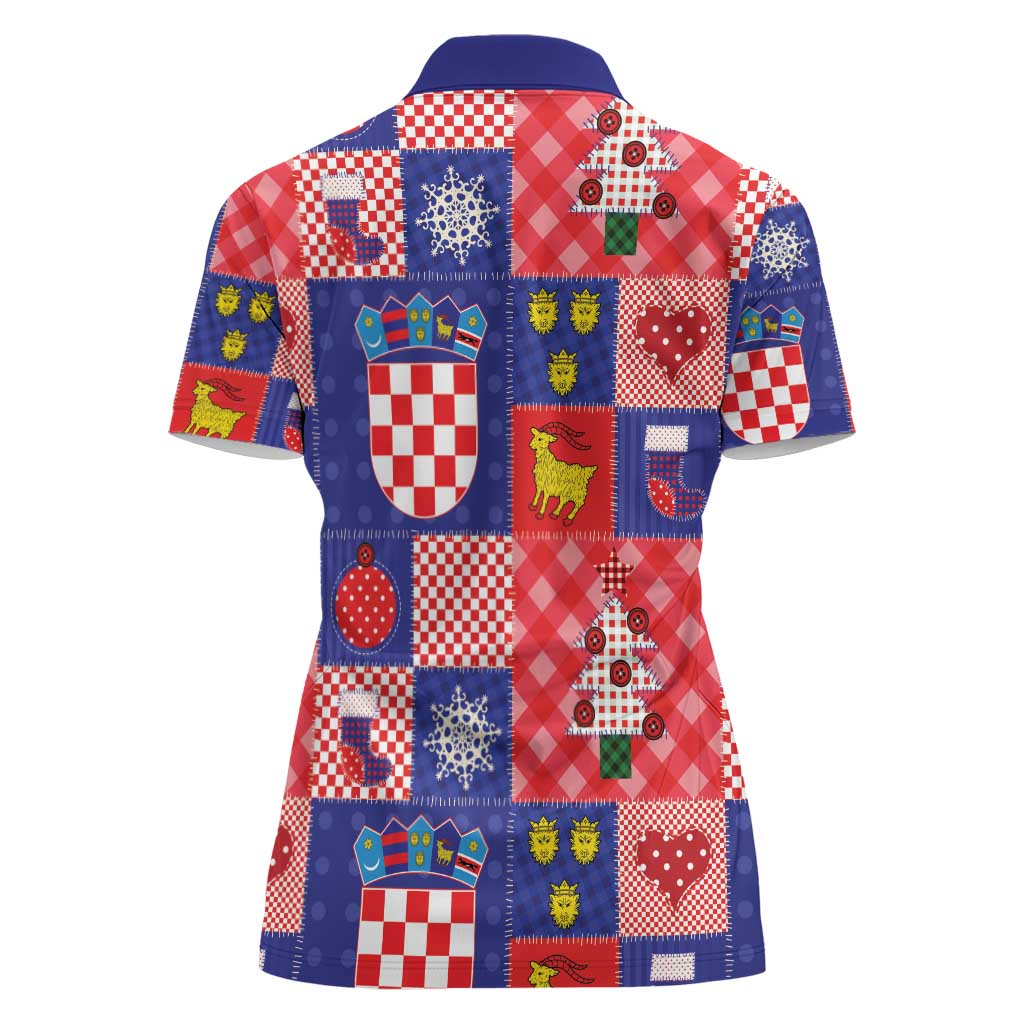 Croatia Christmas Patchwork Women Polo Shirt - Wonder Print Shop