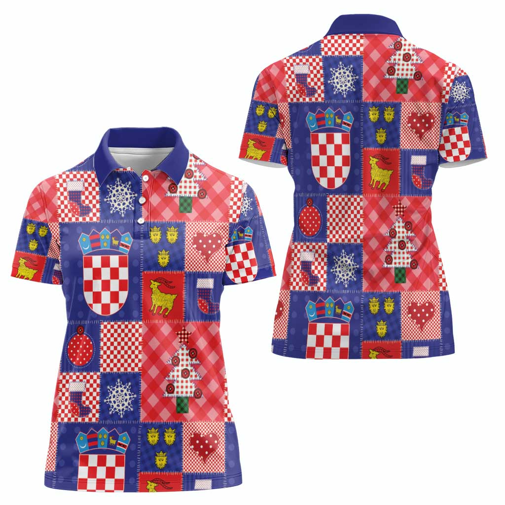 Croatia Christmas Patchwork Women Polo Shirt - Wonder Print Shop