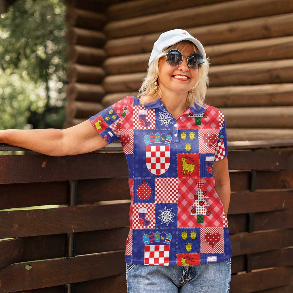 Croatia Christmas Patchwork Women Polo Shirt - Wonder Print Shop