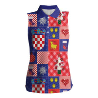 Croatia Christmas Patchwork Women Sleeveless Polo Shirt - Wonder Print Shop