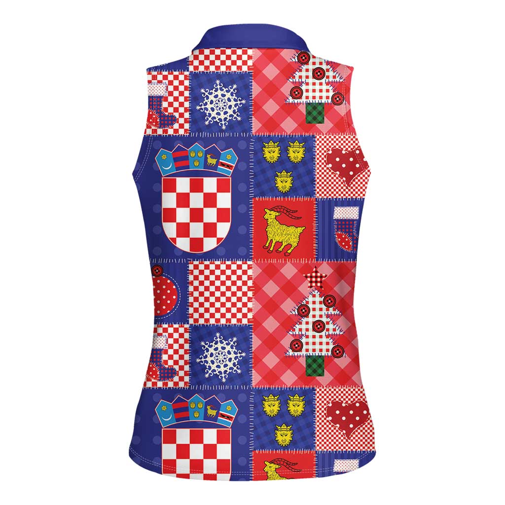 Croatia Christmas Patchwork Women Sleeveless Polo Shirt - Wonder Print Shop
