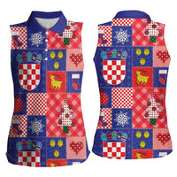 Croatia Christmas Patchwork Women Sleeveless Polo Shirt - Wonder Print Shop