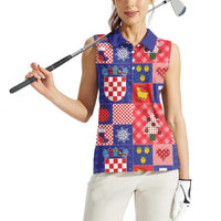 Croatia Christmas Patchwork Women Sleeveless Polo Shirt - Wonder Print Shop