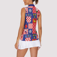 Croatia Christmas Patchwork Women Sleeveless Polo Shirt - Wonder Print Shop