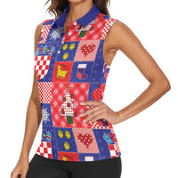 Croatia Christmas Patchwork Women Sleeveless Polo Shirt - Wonder Print Shop
