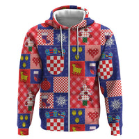 Croatia Christmas Patchwork Zip Hoodie - Wonder Print Shop