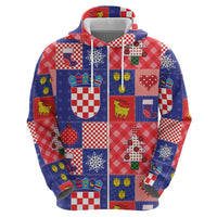 Croatia Christmas Patchwork Zip Hoodie - Wonder Print Shop