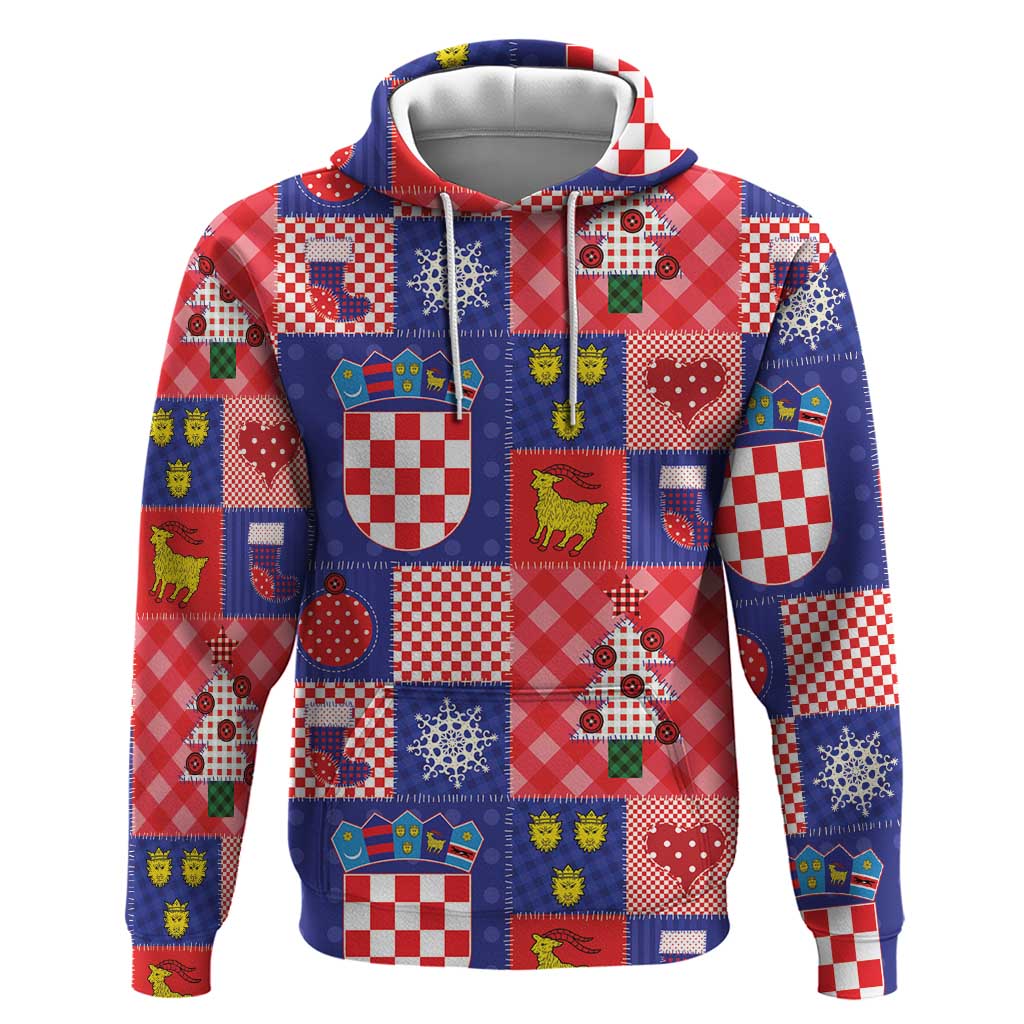 Croatia Christmas Patchwork Zip Hoodie - Wonder Print Shop