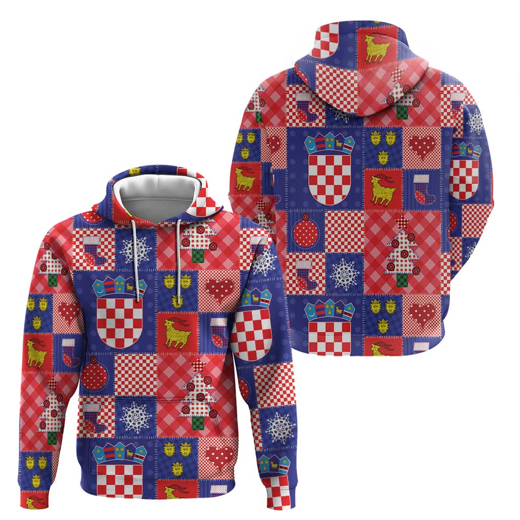 Croatia Christmas Patchwork Zip Hoodie - Wonder Print Shop
