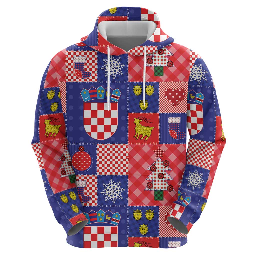 Croatia Christmas Patchwork Zip Hoodie - Wonder Print Shop