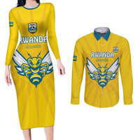 Custom Rwanda Football Couples Matching Long Sleeve Bodycon Dress and Long Sleeve Button Shirt Go Amavubi