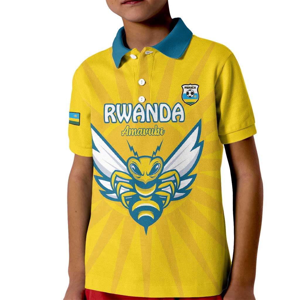 Custom Rwanda Football Kid Polo Shirt Go Amavubi - Wonder Print Shop