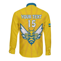 Custom Rwanda Football Long Sleeve Button Shirt Go Amavubi