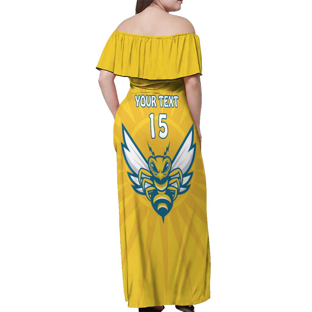 Custom Rwanda Football Off Shoulder Maxi Dress Go Amavubi - Wonder Print Shop