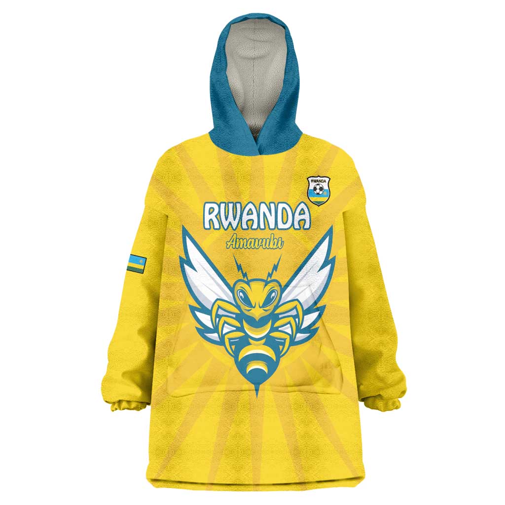 Custom Rwanda Football Wearable Blanket Hoodie Go Amavubi - Wonder Print Shop