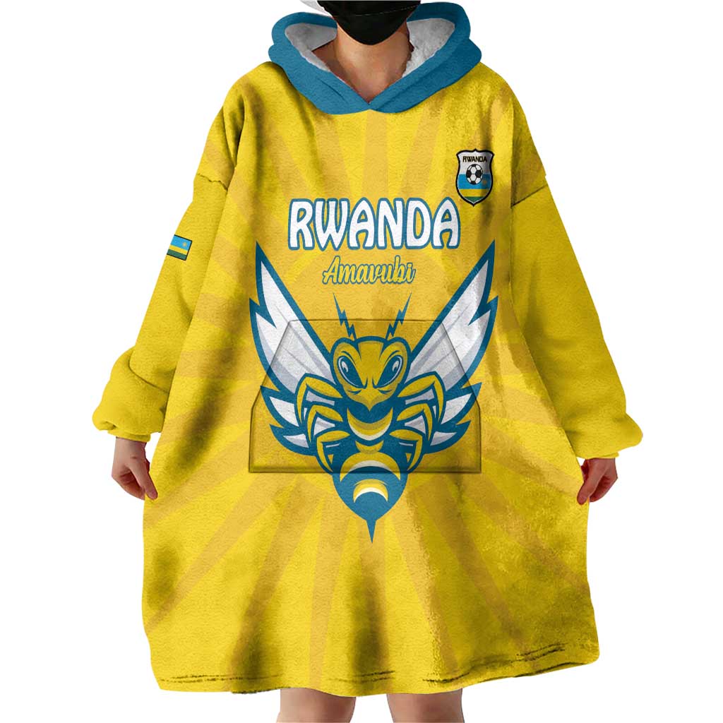 Custom Rwanda Football Wearable Blanket Hoodie Go Amavubi - Wonder Print Shop