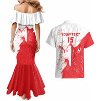 Custom Tunisia Football Couples Matching Mermaid Dress and Hawaiian Shirt Go Eagles of Carthage