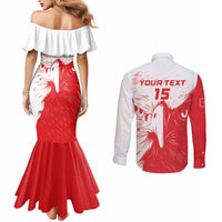 Custom Tunisia Football Couples Matching Mermaid Dress and Long Sleeve Button Shirt Go Eagles of Carthage