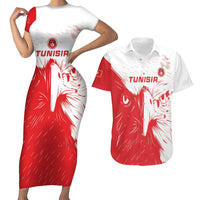 Custom Tunisia Football Couples Matching Short Sleeve Bodycon Dress and Hawaiian Shirt Go Eagles of Carthage
