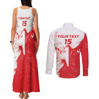 Custom Tunisia Football Couples Matching Tank Maxi Dress and Long Sleeve Button Shirt Go Eagles of Carthage