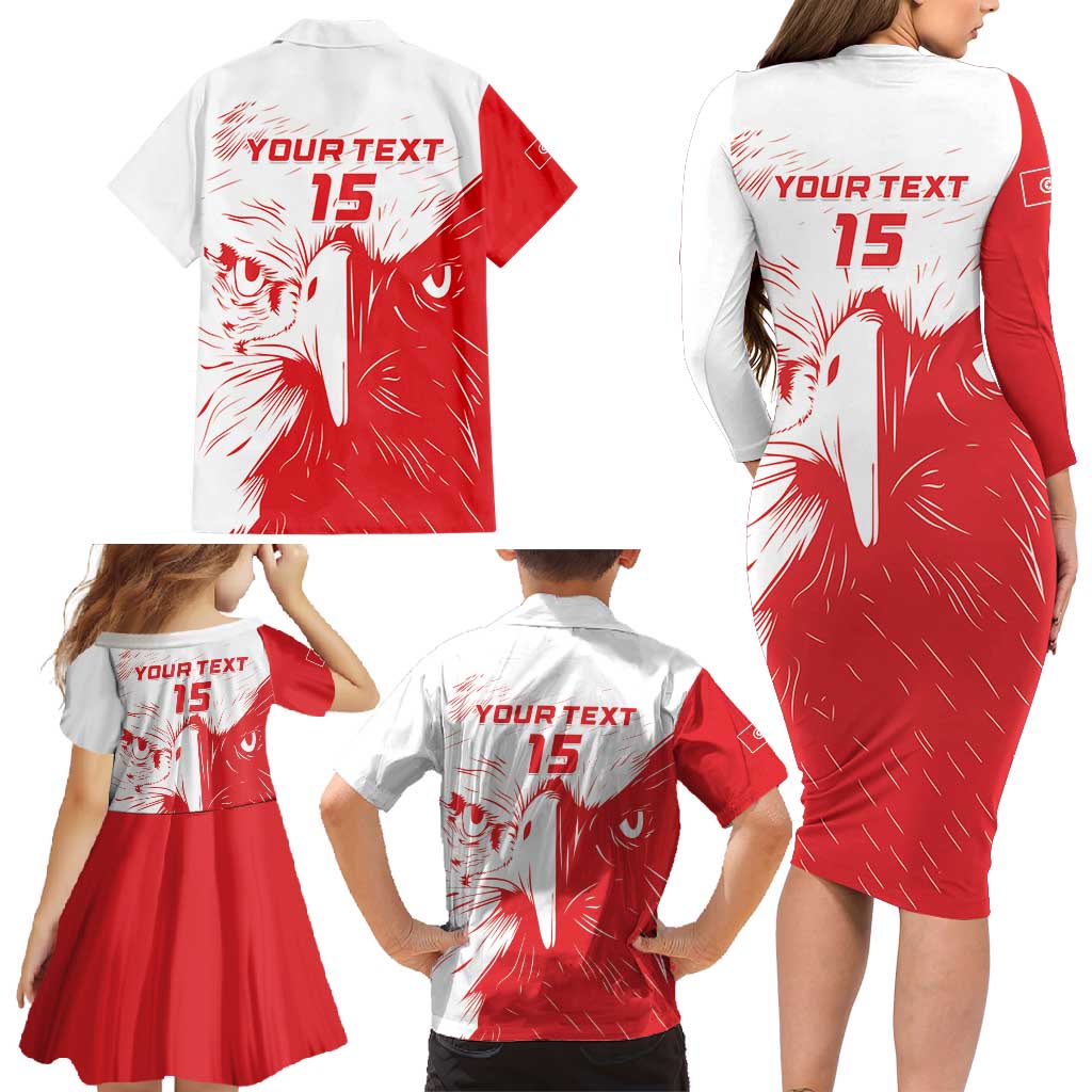 Custom Tunisia Football Family Matching Long Sleeve Bodycon Dress and Hawaiian Shirt Go Eagles of Carthage - Wonder Print Shop