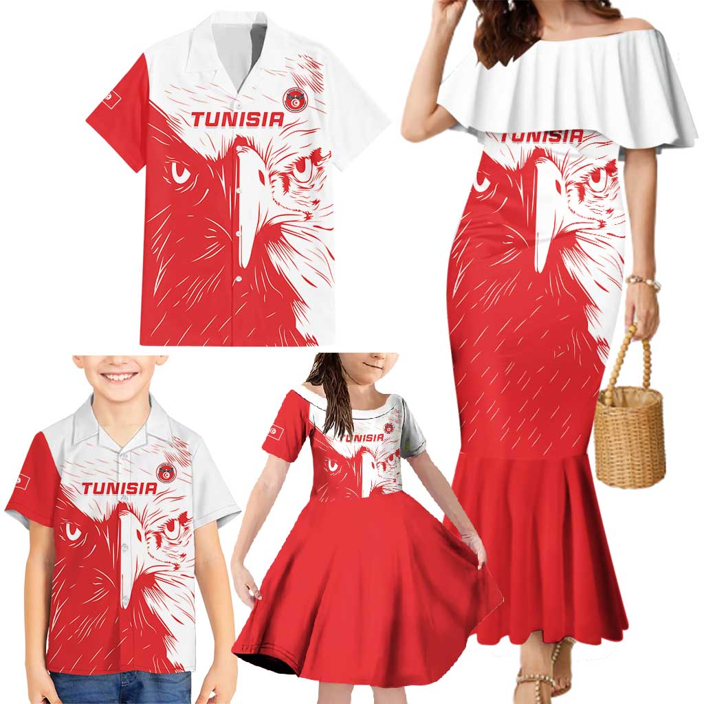 Custom Tunisia Football Family Matching Mermaid Dress and Hawaiian Shirt Go Eagles of Carthage - Wonder Print Shop