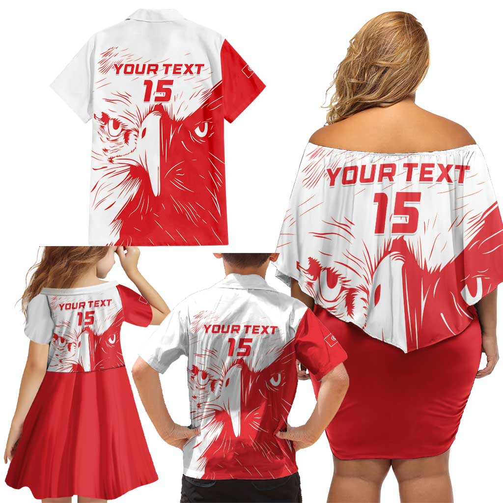 Custom Tunisia Football Family Matching Off Shoulder Short Dress and Hawaiian Shirt Go Eagles of Carthage - Wonder Print Shop