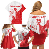 Custom Tunisia Football Family Matching Off Shoulder Short Dress and Hawaiian Shirt Go Eagles of Carthage - Wonder Print Shop