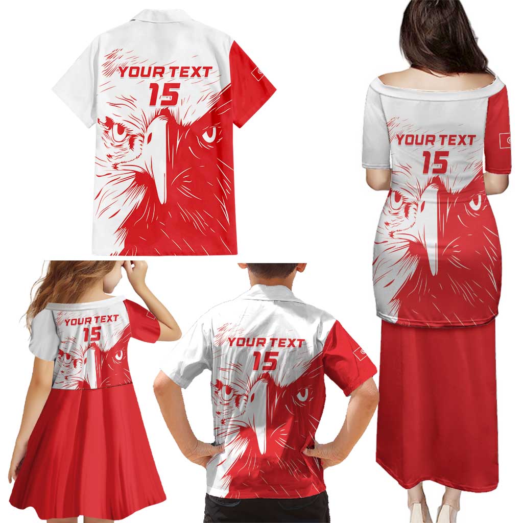 Custom Tunisia Football Family Matching Puletasi and Hawaiian Shirt Go Eagles of Carthage