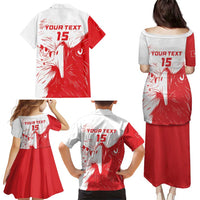 Custom Tunisia Football Family Matching Puletasi and Hawaiian Shirt Go Eagles of Carthage