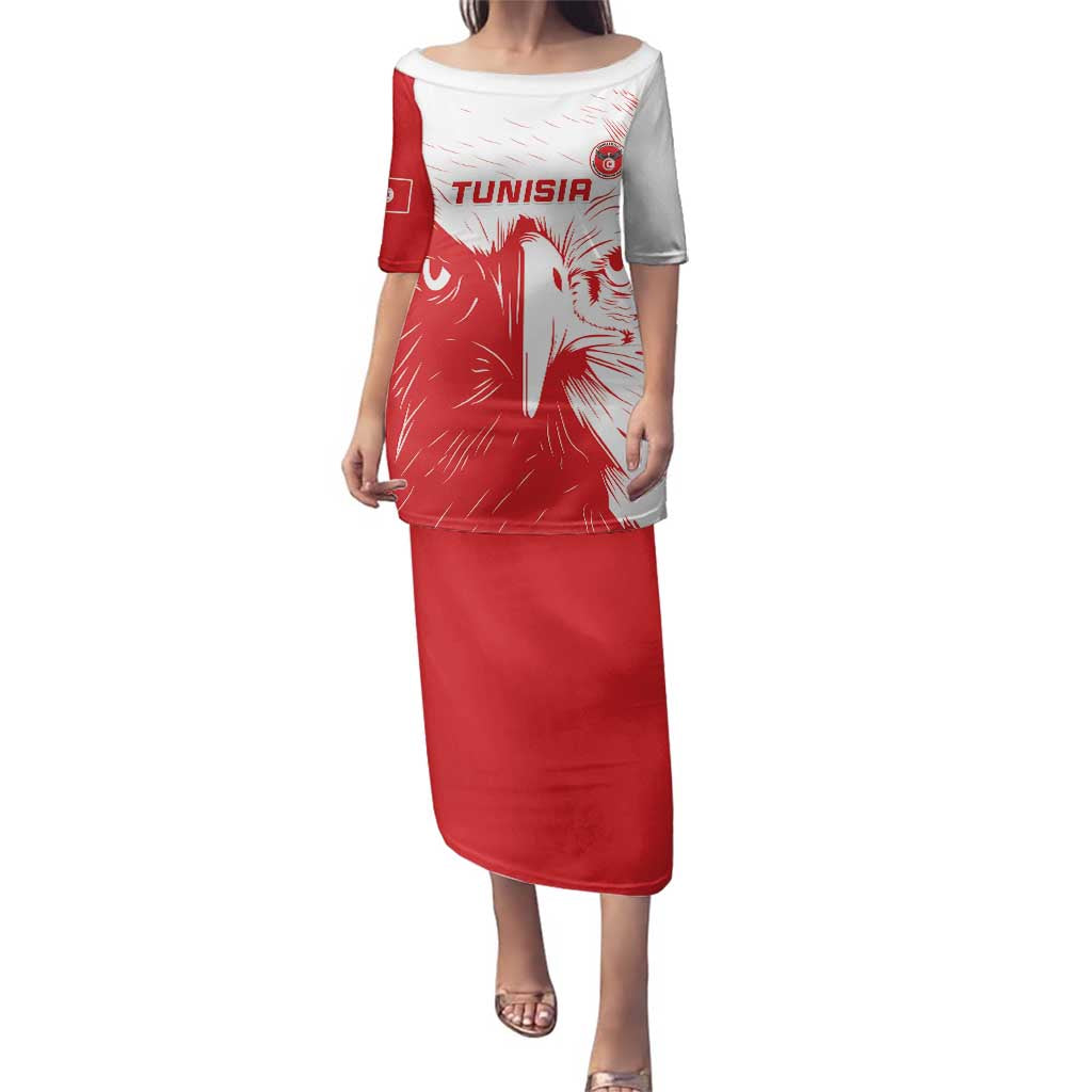 Custom Tunisia Football Family Matching Puletasi and Hawaiian Shirt Go Eagles of Carthage