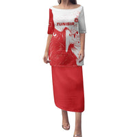 Custom Tunisia Football Family Matching Puletasi and Hawaiian Shirt Go Eagles of Carthage