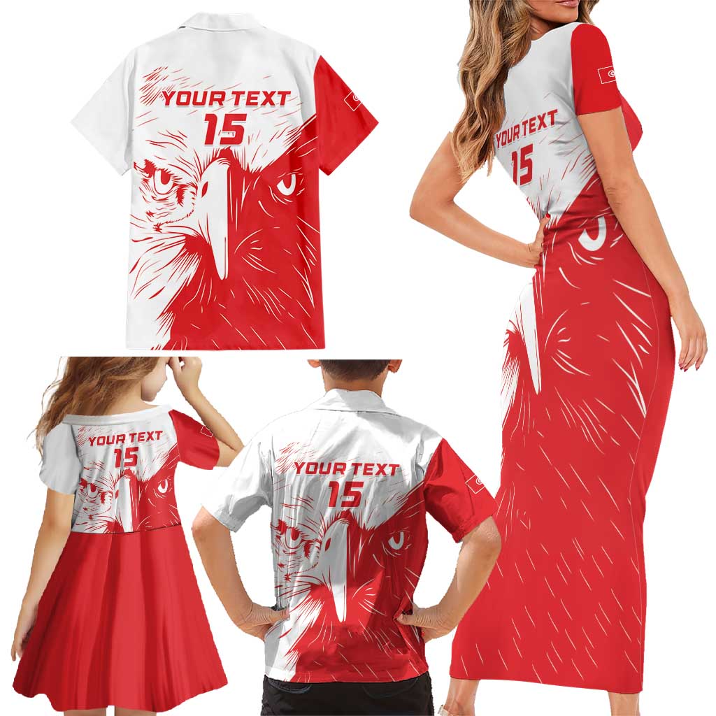 Custom Tunisia Football Family Matching Short Sleeve Bodycon Dress and Hawaiian Shirt Go Eagles of Carthage - Wonder Print Shop