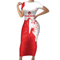 Custom Tunisia Football Family Matching Short Sleeve Bodycon Dress and Hawaiian Shirt Go Eagles of Carthage - Wonder Print Shop