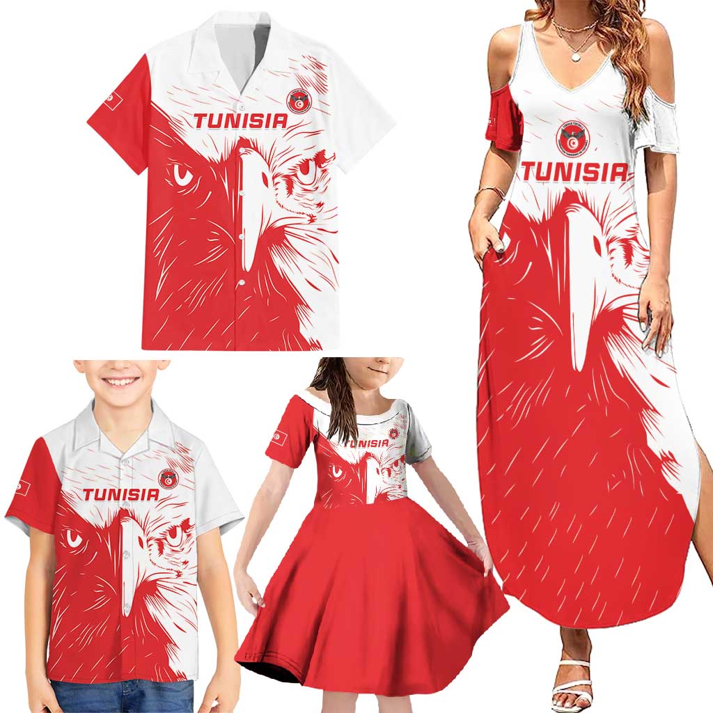 Custom Tunisia Football Family Matching Summer Maxi Dress and Hawaiian Shirt Go Eagles of Carthage - Wonder Print Shop
