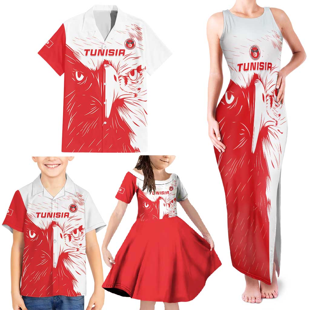 Custom Tunisia Football Family Matching Tank Maxi Dress and Hawaiian Shirt Go Eagles of Carthage - Wonder Print Shop