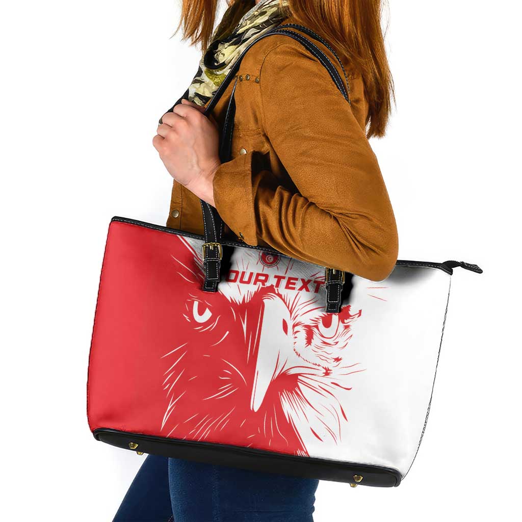 Custom Tunisia Football Leather Tote Bag Go Eagles of Carthage