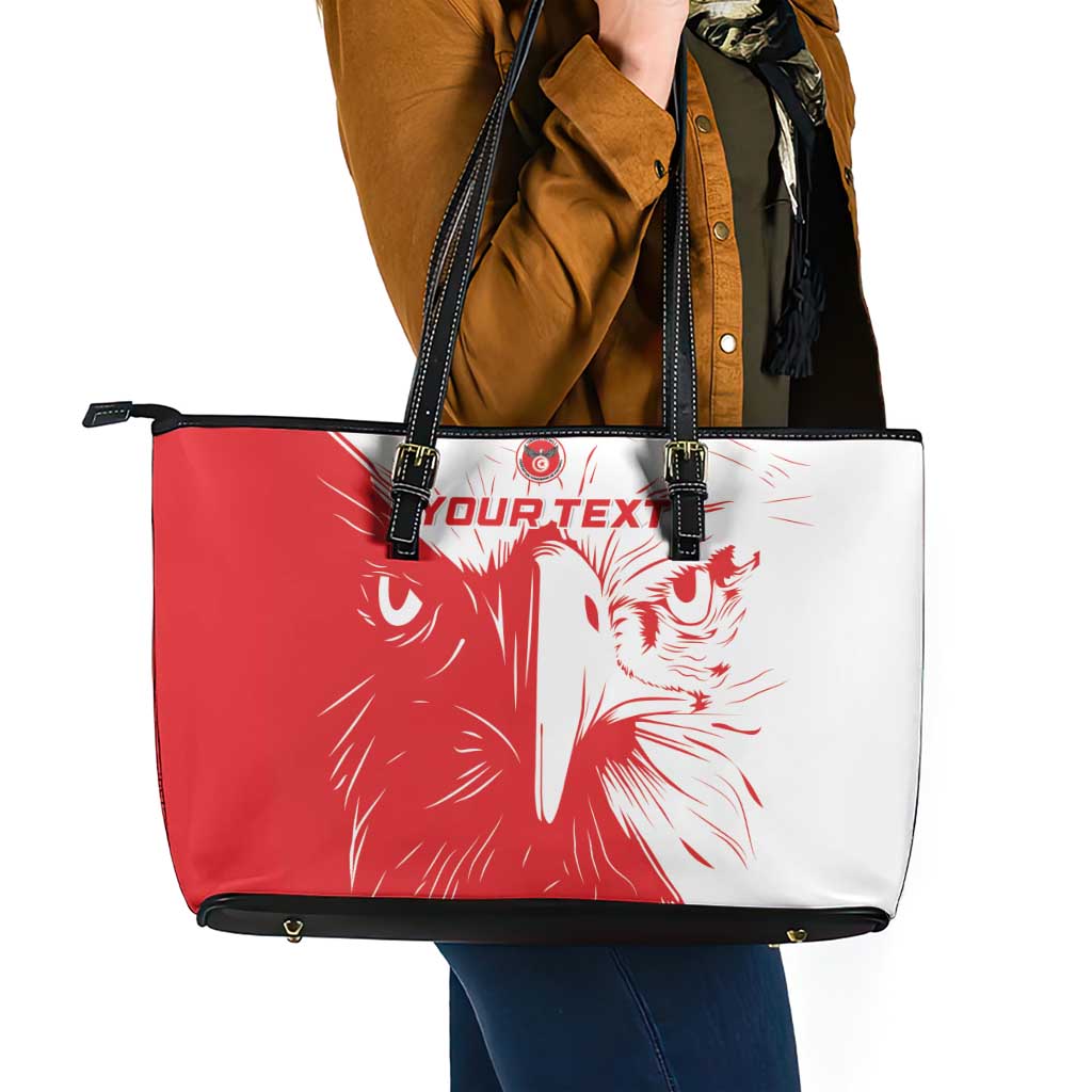 Custom Tunisia Football Leather Tote Bag Go Eagles of Carthage