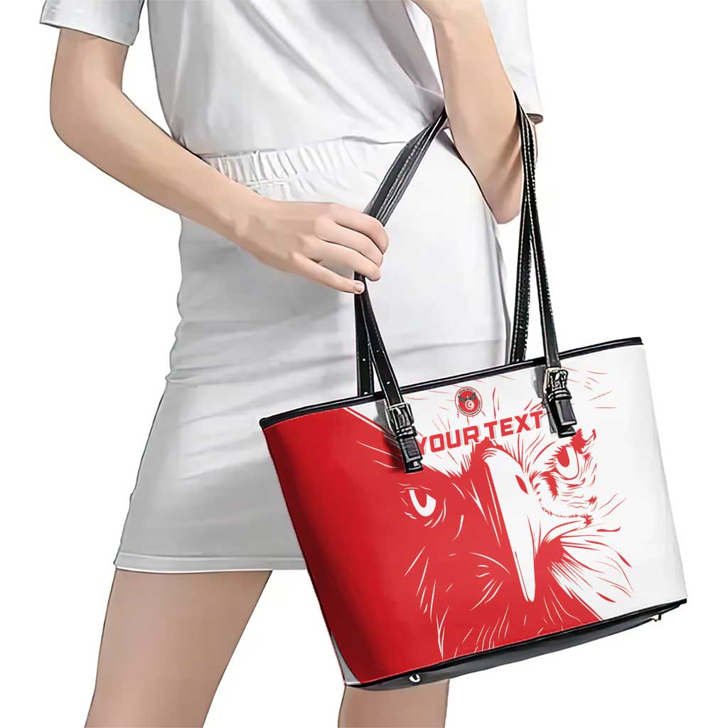 Custom Tunisia Football Leather Tote Bag Go Eagles of Carthage